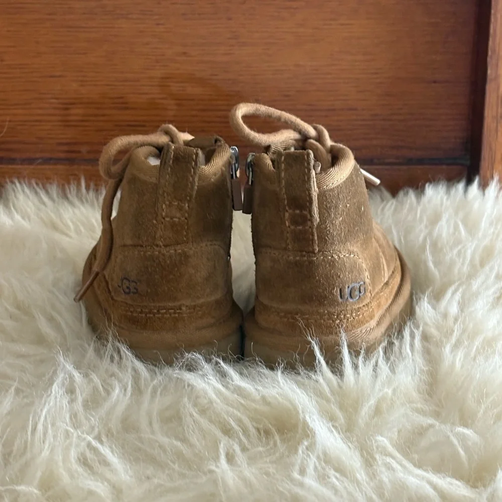 UGG Kids ‘Neumel II’ Brown Suede Sherpa Side Zip Winter Boots